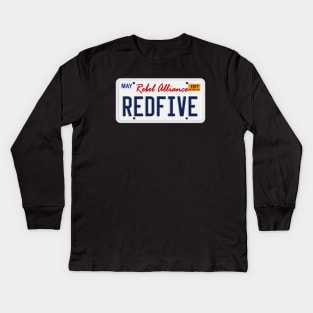 Red Five License Plate Kids Long Sleeve T-Shirt